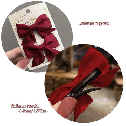 Hair Clips 2 Pieces Bow Hair Clips Hair Clips Hair Bows Girls Ponytail Holder Metal Clips Hair Bow for Women Girls Toddlers Kids