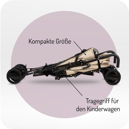MoMi AKIRA Kinderbuggy Kinderwagen ab 6 Monaten (bis 15 kg), verstellbarer 5-Punkt-Sicherheitsgurt, Babytasche, Einkaufskorb, Regen- und Insektenschutz.
