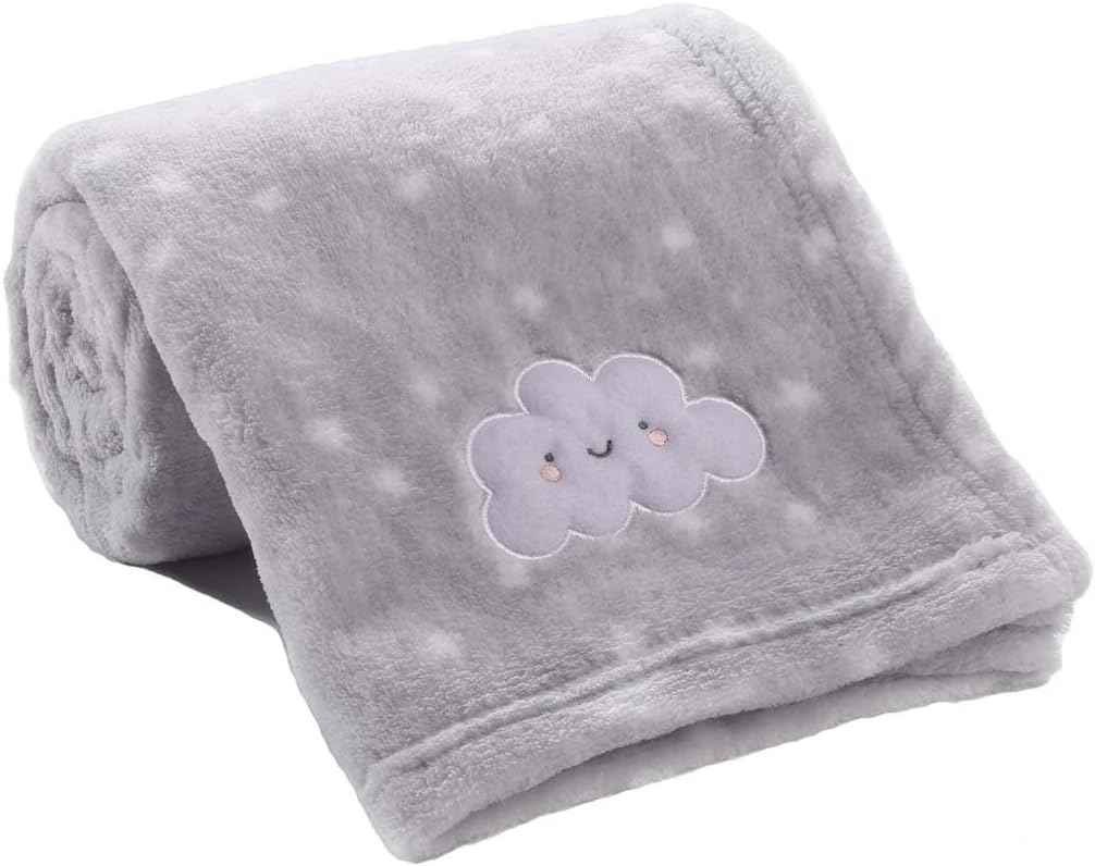 CREVENT Kleine Flauschige warme Baby-Überwurfdecke für Jungen, Kleinkinder, Kinderbett, Kinderwagen, 75 cm x 100 cm, graue Wolke