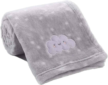 CREVENT Kleine Flauschige warme Baby-Überwurfdecke für Jungen, Kleinkinder, Kinderbett, Kinderwagen, 75 cm x 100 cm, graue Wolke