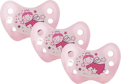 dentistar Night Silikon Schnuller 3er-Set - Größe 1 Schnuller 0-6 Monate - Glow in the Dark Nuckel mit Dentalstufe – BPA-frei – Made in Germany - Katze, Rosa - Meloni2