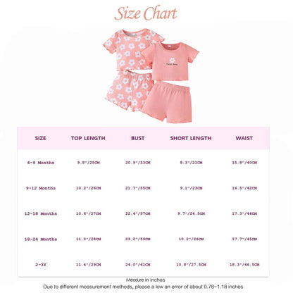 LUVCES Toddler Baby Girl Clothing Set Ruffle Ribbed Short Sleeve / Long Sleeve T-Shirt Tops + Shorts Trousers 4 Pieces Summer Autumn Cute Outfits Set