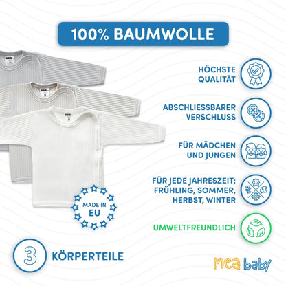 MEA BABY Unisex Baby Wickelshirt Wickeljacke Langarm, 100% Baumwolle im 5er Pack. Wickelshirt für Mädchen, Wickelshirt für Junge