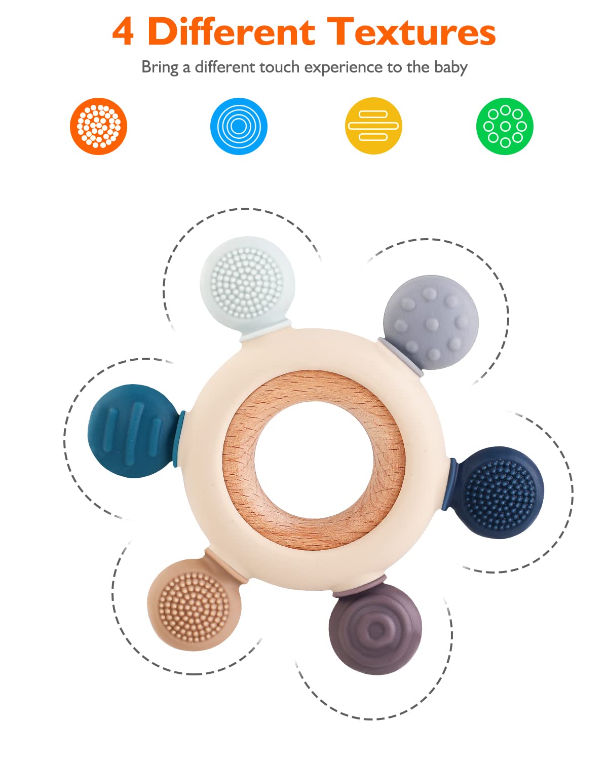 Beißring für Babys, Baby Zahnen Spielzeug aus Silikon, Ruder Greifling Beißspielzeug, BPA-frei Zahnen Nursing Zubehör für 3-6 6-12 Monate Kleinkinder, mädchen Junge Geschenk(Ruder B)