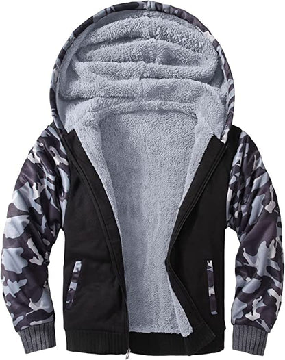 JACKETOWN Boys' Sweat Jacket Lined Children's Hoodie Sweatshirt Hoodie Fleece Jacket with Hood Long Sleeve Warm Winter Jacket Classic Pullover with Zip
