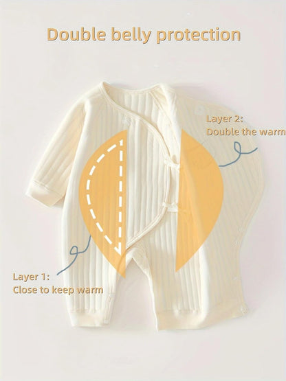 Babyfond 1 Pack Baby Bodysuit, Neugeborenes Baby warmer Baumwollbody mit Hut, 100% Baumwolle Kleinkind Homewear Verdickte Frühlings- und Herbstkleidung