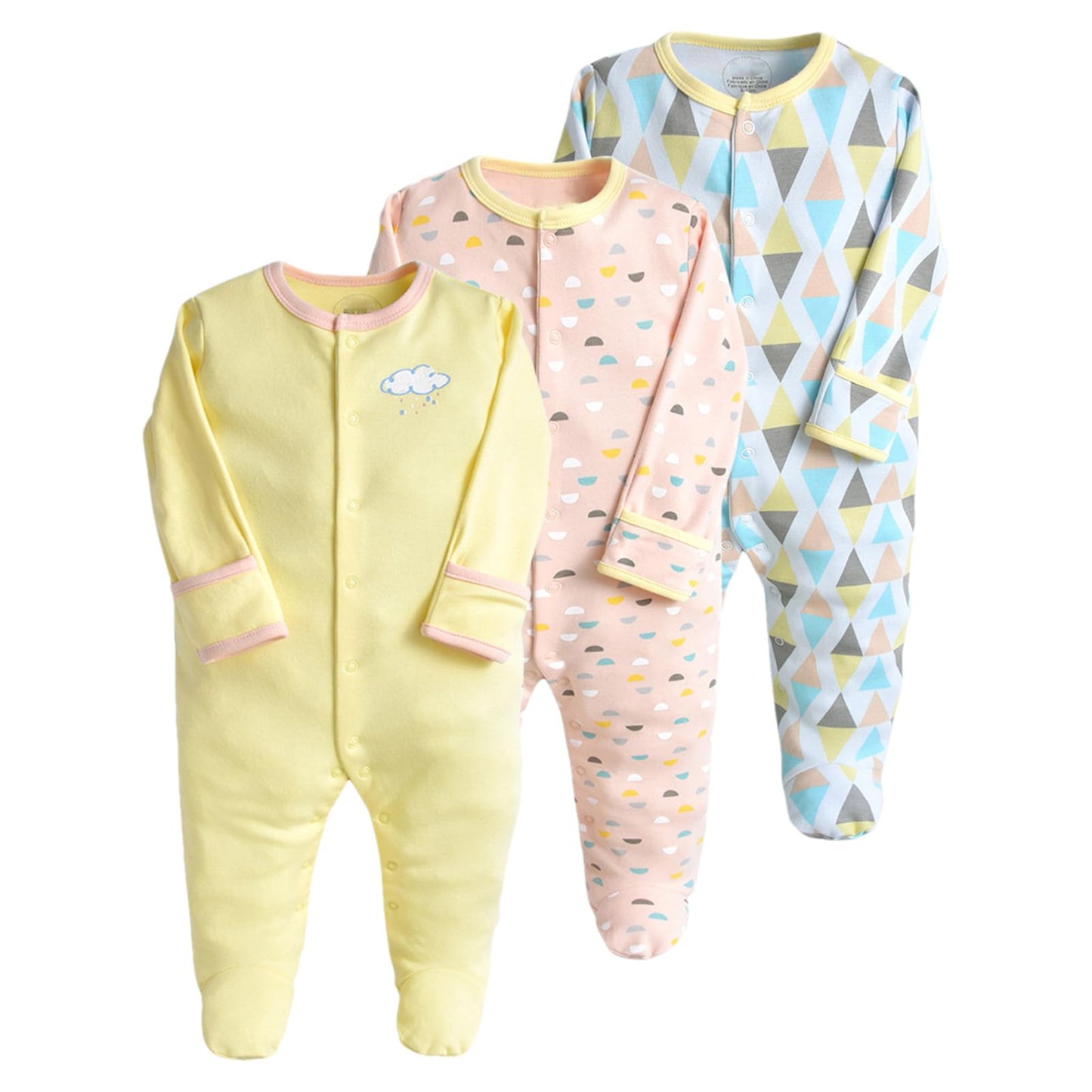 amropi Baby Mädchen Schlafstrampler 3er Pack Jungen Pyjamas Baumwolle Overalls Strampler für 0-12 Monate