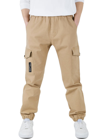 CAMLAKEE Kinder Jungen Cargohose Jogger Hose mit elastischem Bund
