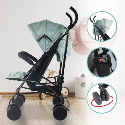 Mobiclinic®, Kinderwagen, Buggy, Elefant, Verstellbare rückenlehne, Doppeltes sicherheitssystem, Abnehmbare räder, Verstellbarer 5-punkt-gurt, Leichter, Grau und schwarz