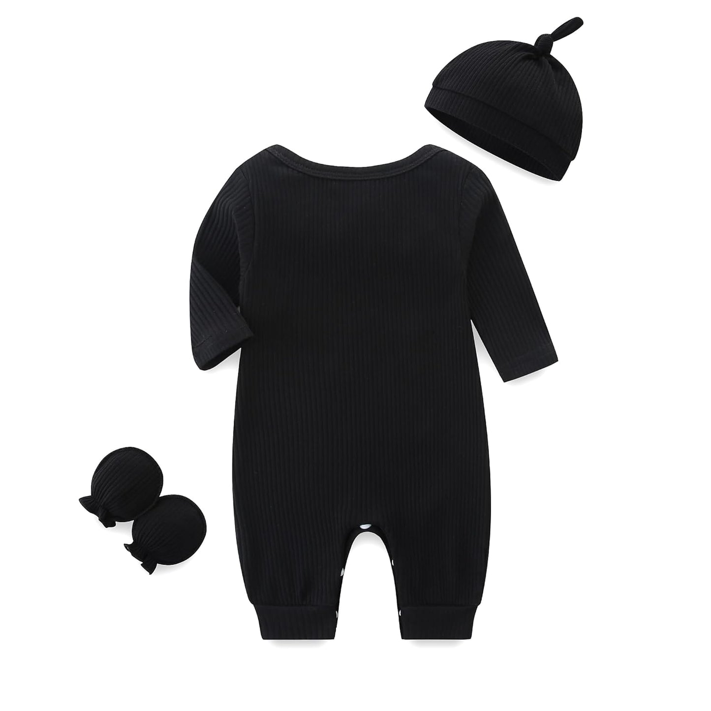 KIDDLETOWN Baby-Pyjama, Neugeborenen-Strampler, 3er-Pack, Schlafanzug mit Hut und Handschuhen, Baby-Pyjama aus Baumwolle, Langarm-Pyjama, Strampler, 0-3 Monate, Kleidung für Mädchen und Jungen