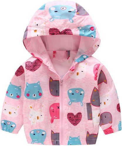 KQIVAM Children's Rain Jacket Transition Jacket Waterproof Outdoor Jacket Windproof with Hood Waterproof Jacket for Children Unisex Rainwear for Girls and Boys 