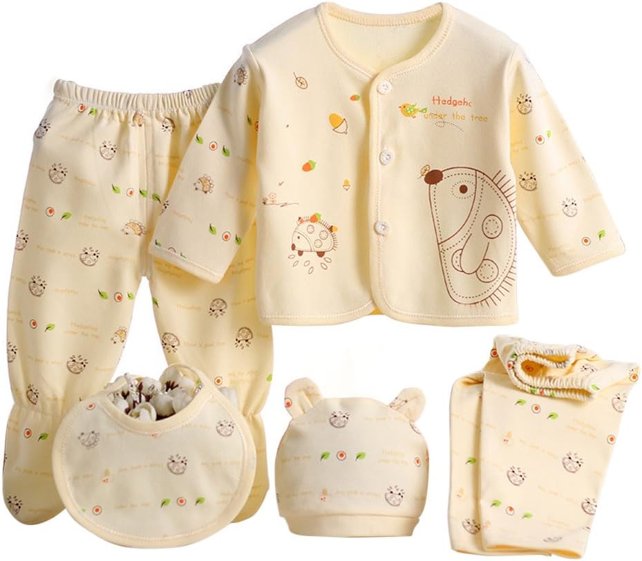 5 Stück Neugeborenen 0-3 M Jungen Mädchen Baby Baumwolle Kleidung Tops Hut Hosen Anzug Outfit Sets Eine Größe