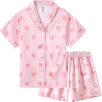 Pyjamas Girls Children, Cute Pyjama Sets, Satin Pyjamas for Girls 5-14 Years