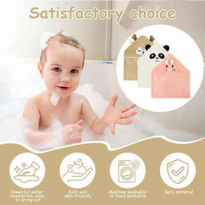 Aolso Hooded Towel Baby, 80 x 80 cm Baby Towel Hood, Baby Wash Cloth, Coral Fleece Baby Towel with Hood for Newborns, Soft and Super Absorbent, Unisex (Grey Elephant)