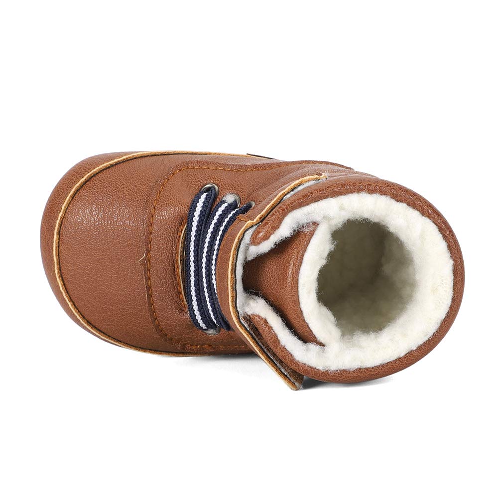 LACOFIA Baby Boys Cowboy Winter Boots Toddler Non-Slip Laces Snow Boots