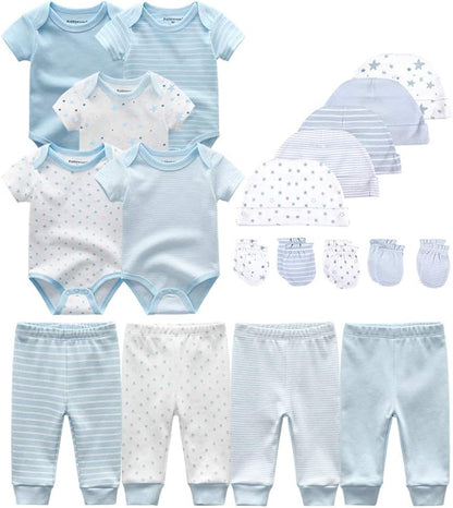 Kiddiezoom Baby-Body, Hose, Kleinkinder-Einteiler, Bekleidungs-Sets für Jungen und Mädchen aus Baumwolle, Mützen, Kratzfäustlinge