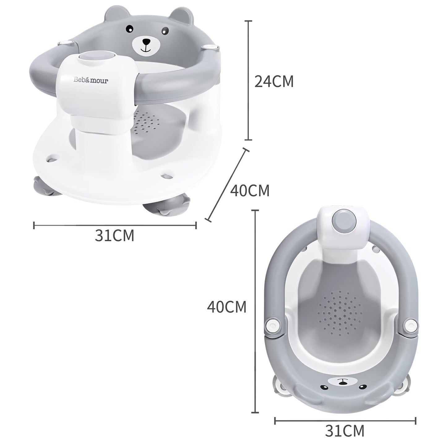 Bebamour Baby Bath Seat 6 Months + Child Bathtub Non-Slip Bath Chair, Water Jug