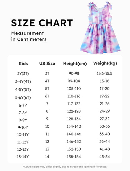 PATPAT Mädchenkleid ärmellos, Baby Mädchen Kleid mit Schleife an den Schulterträgern für Geburtstag, Party, Bankett, Hochzeit, Urlaub, Bunt
