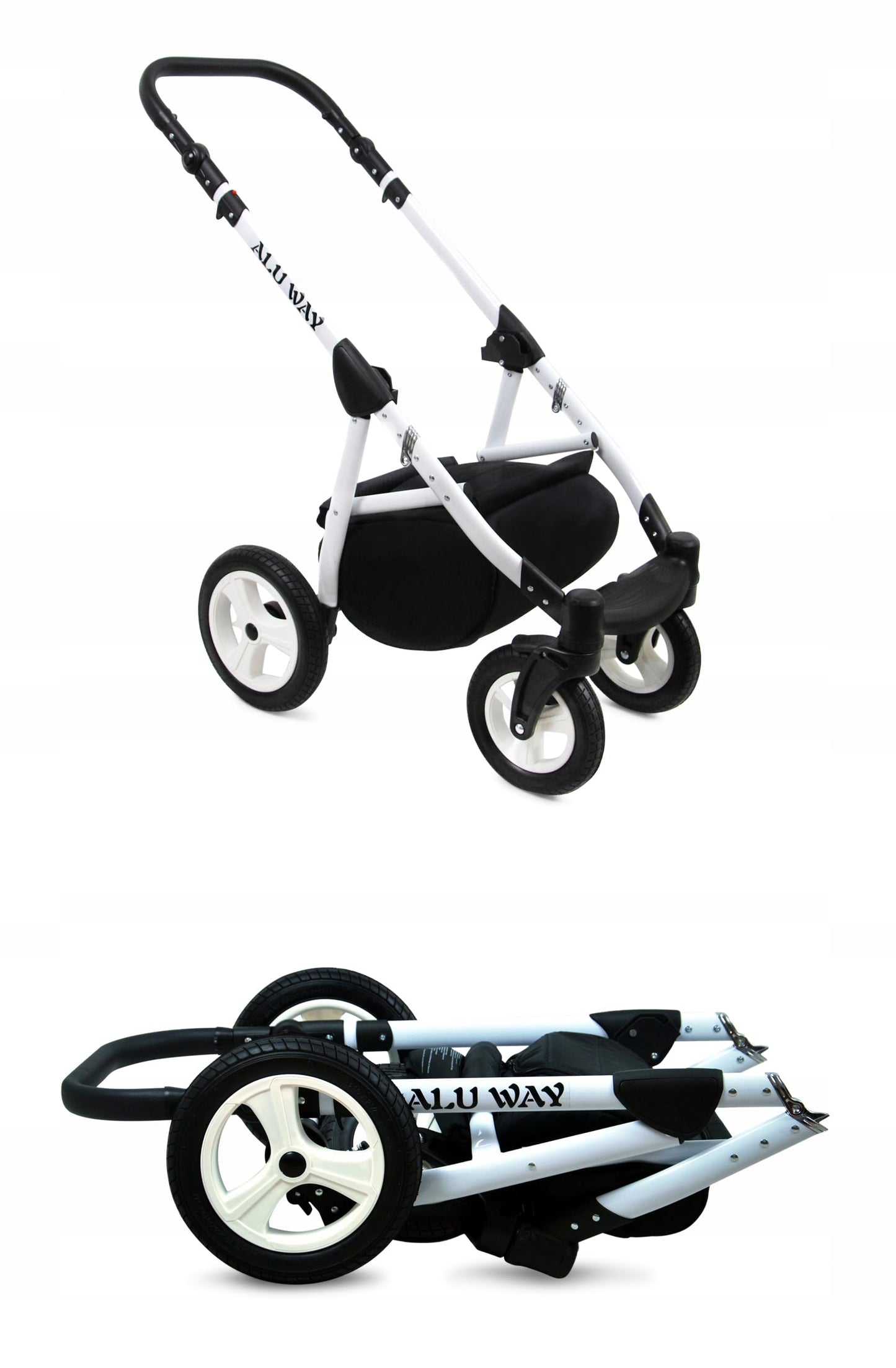BabyLux® Kinderwagen Set 4 in 1 - Alu Way - incl. Babywanne, Buggy Sportsitz, Auto-Babyschale, ISOFIX-Basisstation - Autositz - Kinderwagenset - Kombikinderwagen mit Wickeltasche usw.