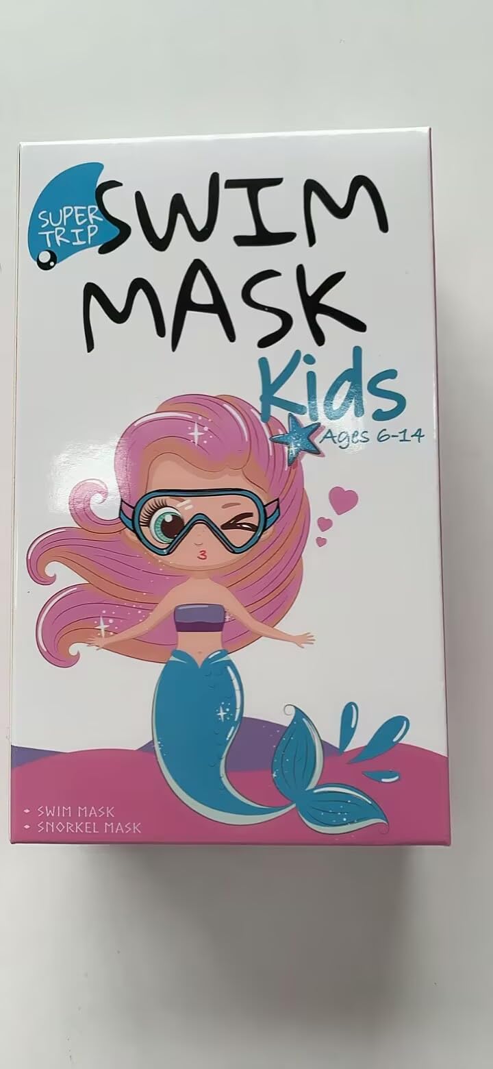 Supertrip Taucherbrille Kinder mit Stoffband,Schwimmbrille Kinder fur Mädchen Jugen,Gehärtetes Glas Schnorchelmaske Kinder mit Nase,180°Panorama Tauchmaske Schwimmmaske Kinder Anti-Leck fur 6-14 Jahre