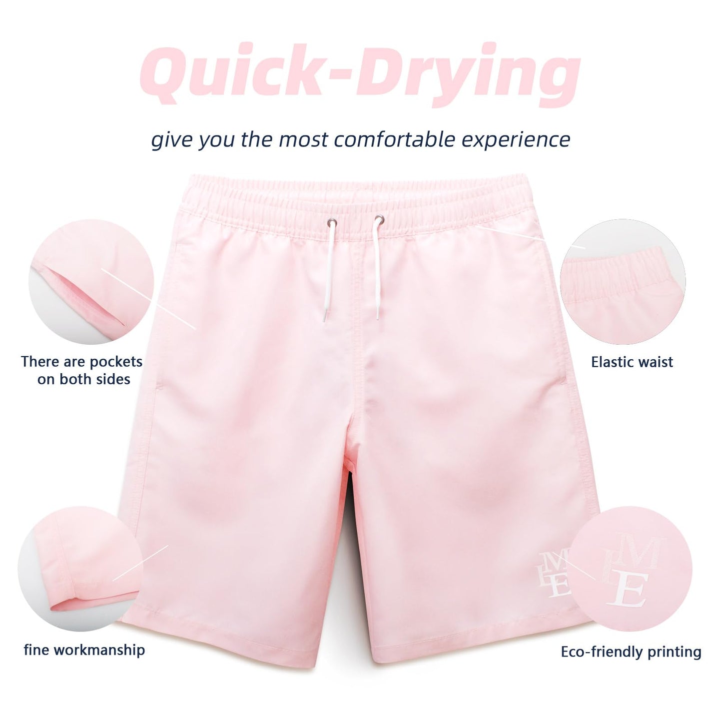 MEILONGER Badehose Jungen Badeshorts Schnelltrocknend Boardshorts mit Netzfutter Taschen und Verstellbarem Tunnelzug