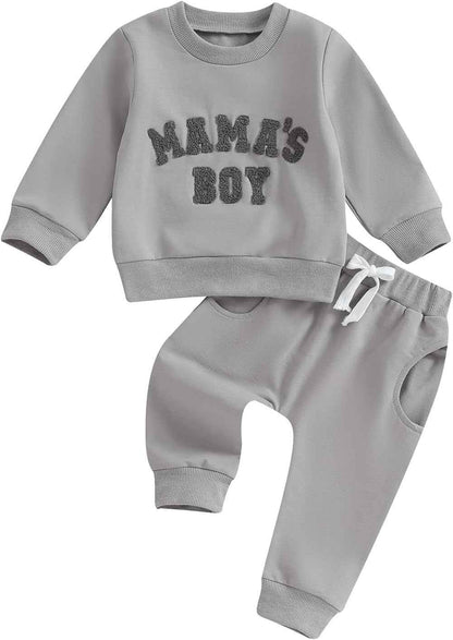 Baby Boys' Two-Piece Outfit, Long Sleeve Sweatshirt + Trousers, 2-Piece Set, Baby Clothing, 0-3 Years, Children's Outfit for Baby Boys