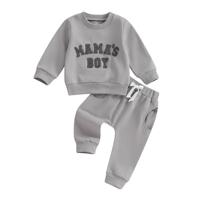 Geagodelia Baby Boys Clothing Outfit Baby Clothing Set Long Sleeve Sweatshirt + Trousers Newborn Soft Baby Set Mama's Boy 2-Piece