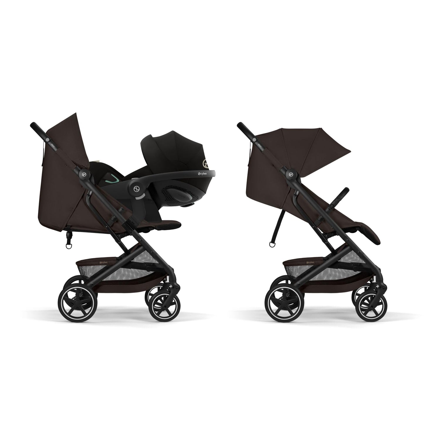 Cybex Gold Kinderwagen Beezy mit One-Pull Harness, Ab Geburt bis ca. 4 Jahre (max. 22 kg), Kompakt und ergonomisch, Magic Black (Schwarz mit schwarzem Rahmen)