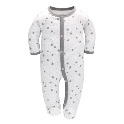 Amo nenes Schlafstrampler Baby Jungen Overall 3er Pack Unisex Pyjamas Baumwolle Strampler Jumpsuits Langarm Spieler Babykleidung mit 0-7 Monate