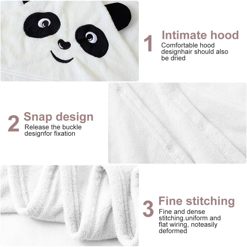 TMRBBesty Baby Bath Towels, Hooded Towel Children, Baby Towels Hood, Hooded Towel, Baby Bath Towel with Hood, Suitable for Children Aged 0-3, Panda Pattern, 80 x 80 cm