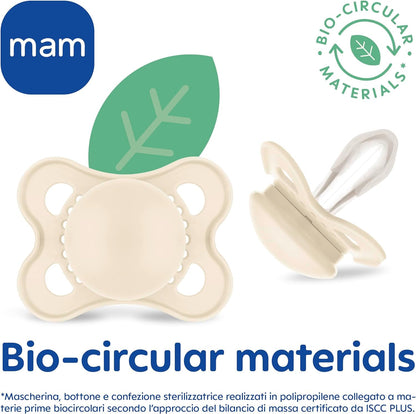 MAM Original Schnuller Größe 16+ Monate, Naturkautschuksauger, bio-rund, mit Schnullerhülle, neutral