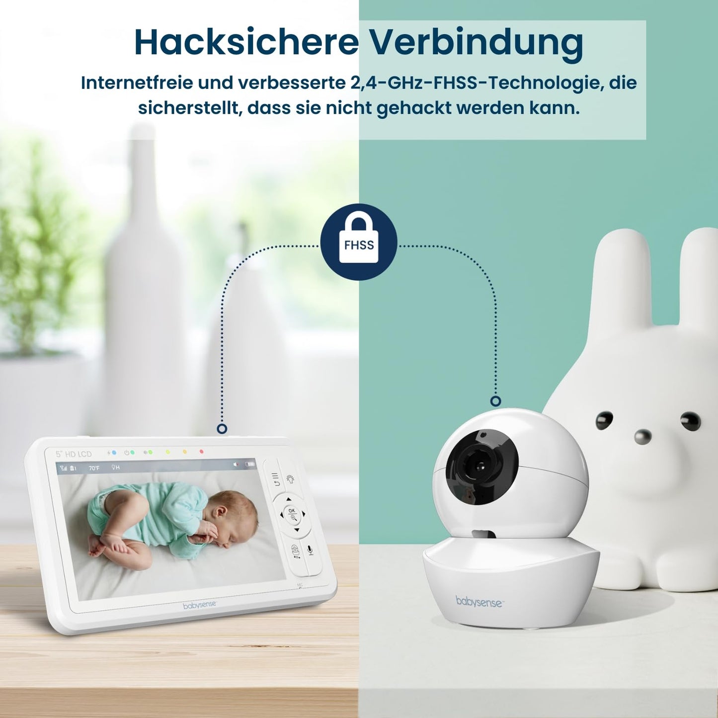 Babysense True Sleep HD Video-Babyphone mit Nachtlichtkamera & Bewegungsmonitor für Babys mit Echtzeit-Warnungen, kontaktlos, 2-in-1, Nur für den Heimgebrauch