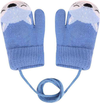 0-3 Jahre Baby Winter Handschuhe Kinder Gestrickte Fäustlinge Warme Fleece Gefütterte Handschuhe Fausthandschuh mit Schnur Outdoor Weich Winterhandschuhe Skihandschuhe Handwärmer für Jungen Mädchen