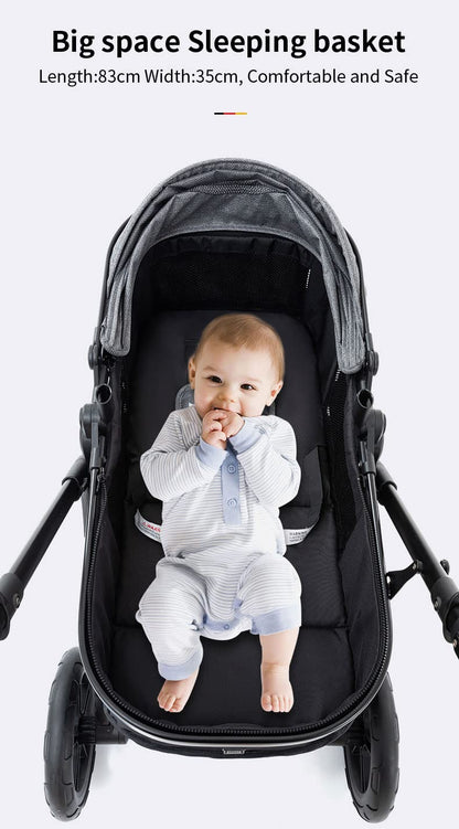 YAZOCO Kinderwagen 3 in 1 Buggy Babybett Komplett Set mit einem Klick Zusammenklappbarer Kinderwagen, KombiKinderwagen Aluminiumrahmen für Neugeborene Sitzzubehör - Meloni2