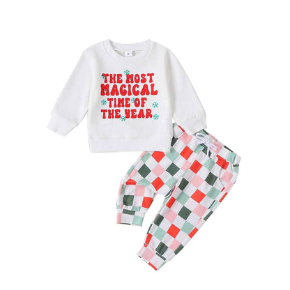 Baby Unisex Christmas 2-Piece Trousers Set Boys Girls Christmas Outfit Long Sleeve Gingerbread Daddy's Girl Letter Print Sweatshirt + Jogging Bottoms Christmas Outfit Set Christmas Streetwear