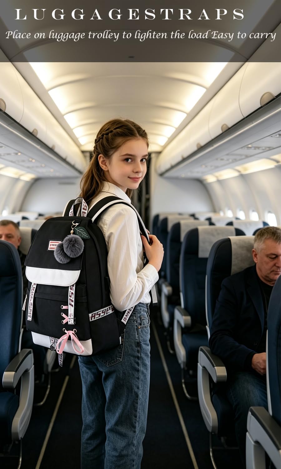 Schulrucksack Mädchen Schulranzen mit Ergonomischem Design Schultasche Campus Backpack Nylon Wasserdicht Daypacks Damen Freizeitrucksack Teenager Rucksäcke Modisch Schule Bag