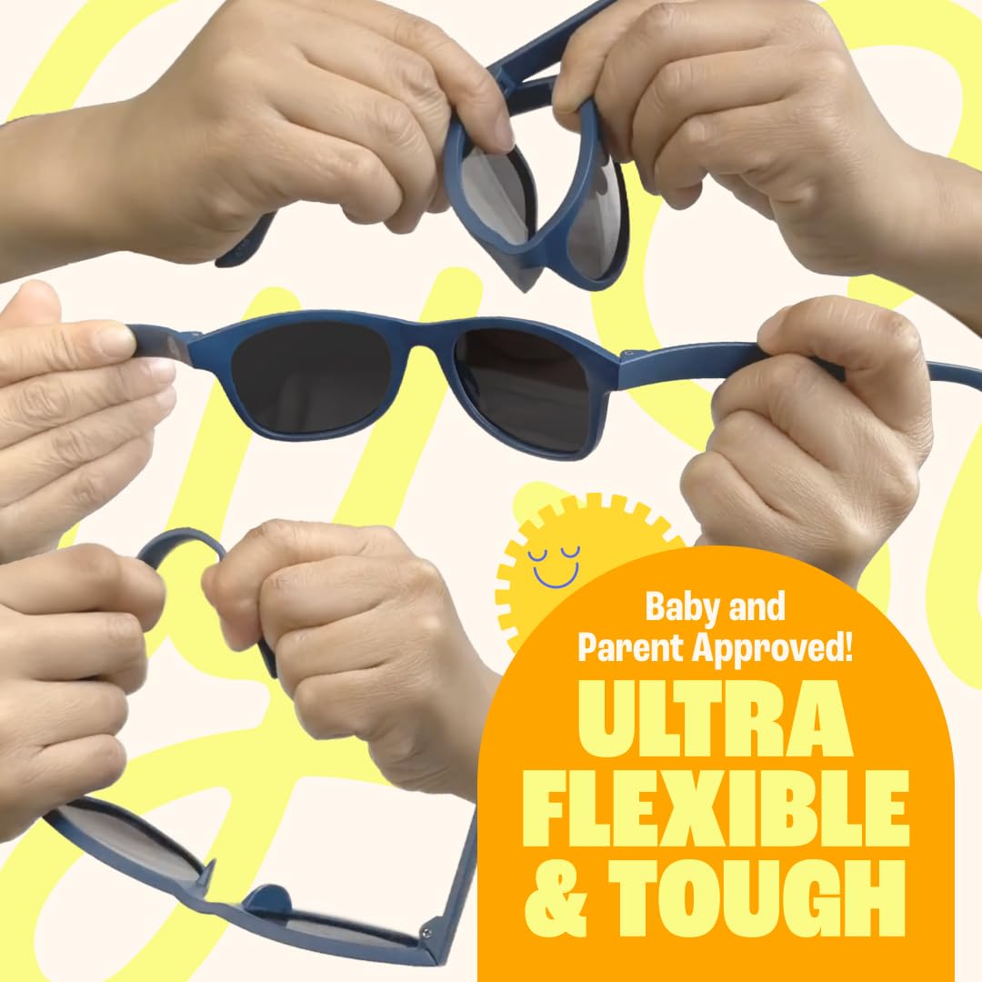Polarized Baby Sunglasses with Strap - Unbreakable Flexible Toddler Sunglasses for Toddlers Newborn 0-24 Months