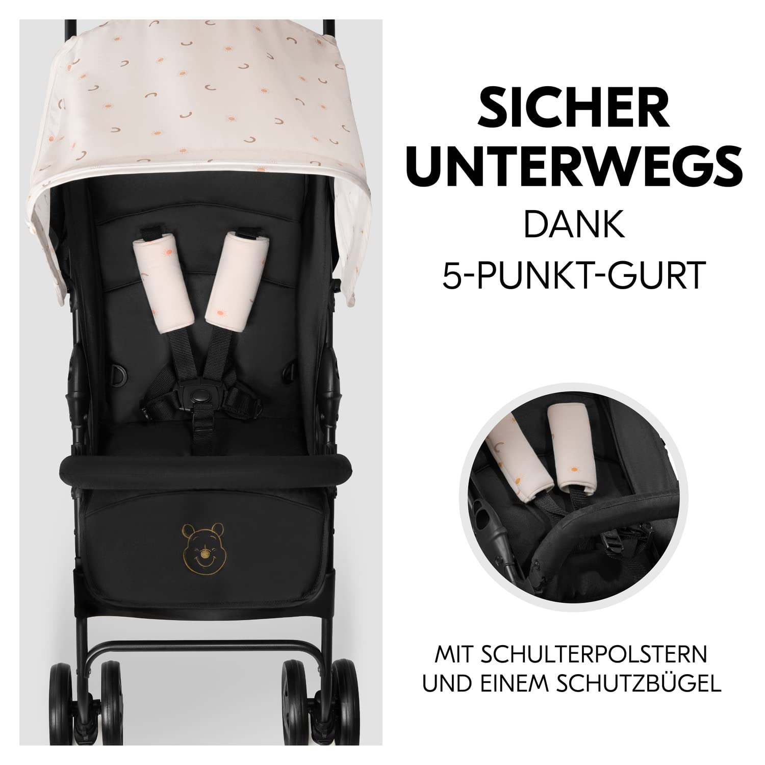 Hauck Lightweight Stroller up to 18 kg with reclining function from birth, small foldaway, sun canopy, large basket - Meloni2