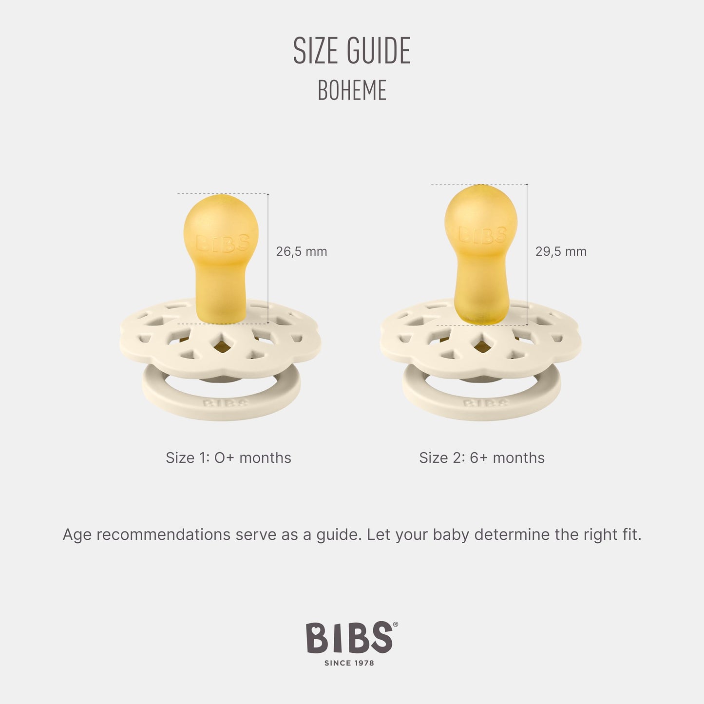 BIBS Boheme Schnuller 4er-Pack. BPA-frei, Kirschform Nippel. Naturkautschuk/Latex, Hergestellt in Dänemark. Größe 1/2, (0-6 Monate/6-18 Monate), (4er Pack), Vanilla Mix - Meloni2