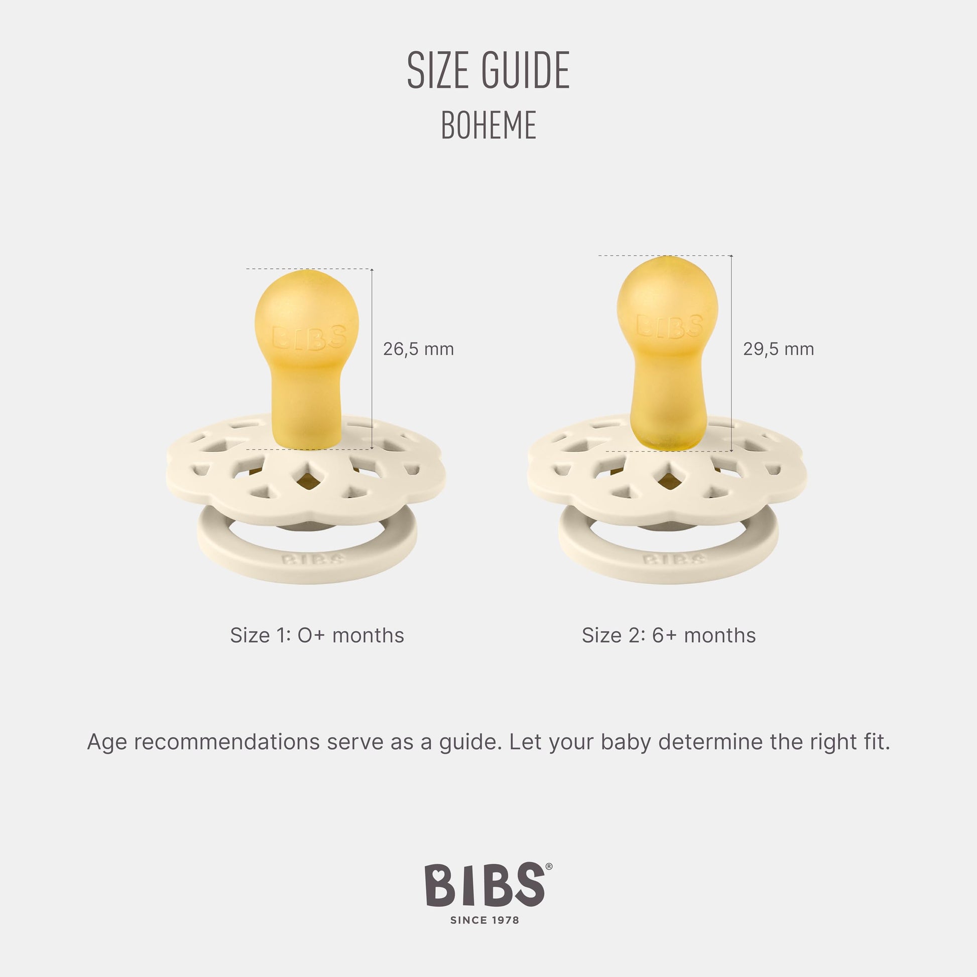 BIBS Boheme Schnuller 4er-Pack. BPA-frei, Kirschform Nippel. Naturkautschuk/Latex, Hergestellt in Dänemark. Größe 1/2, (0-6 Monate/6-18 Monate), (4er Pack), Vanilla Mix - Meloni2