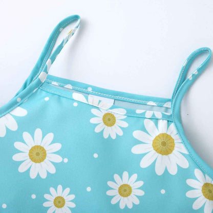 Baby Kleidung Mädchen Kleid - Gänseblümchen Ärmellos Kleider + Hut 2tlg, Blume Kleid Babykleidung Set Bekleidungssets Sommer Frühling Herbst für 0-3 Jahre (Grün/Rosa)