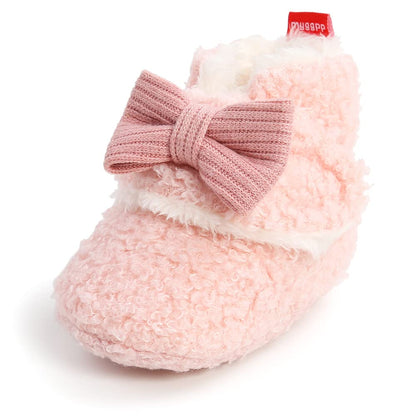 Sehfupoye Toddler Baby Boys Girls Cotton Booties Shoes Striped Soft Sole Newborn First Hiking Shoes Warm Fleece Boots 0-18M