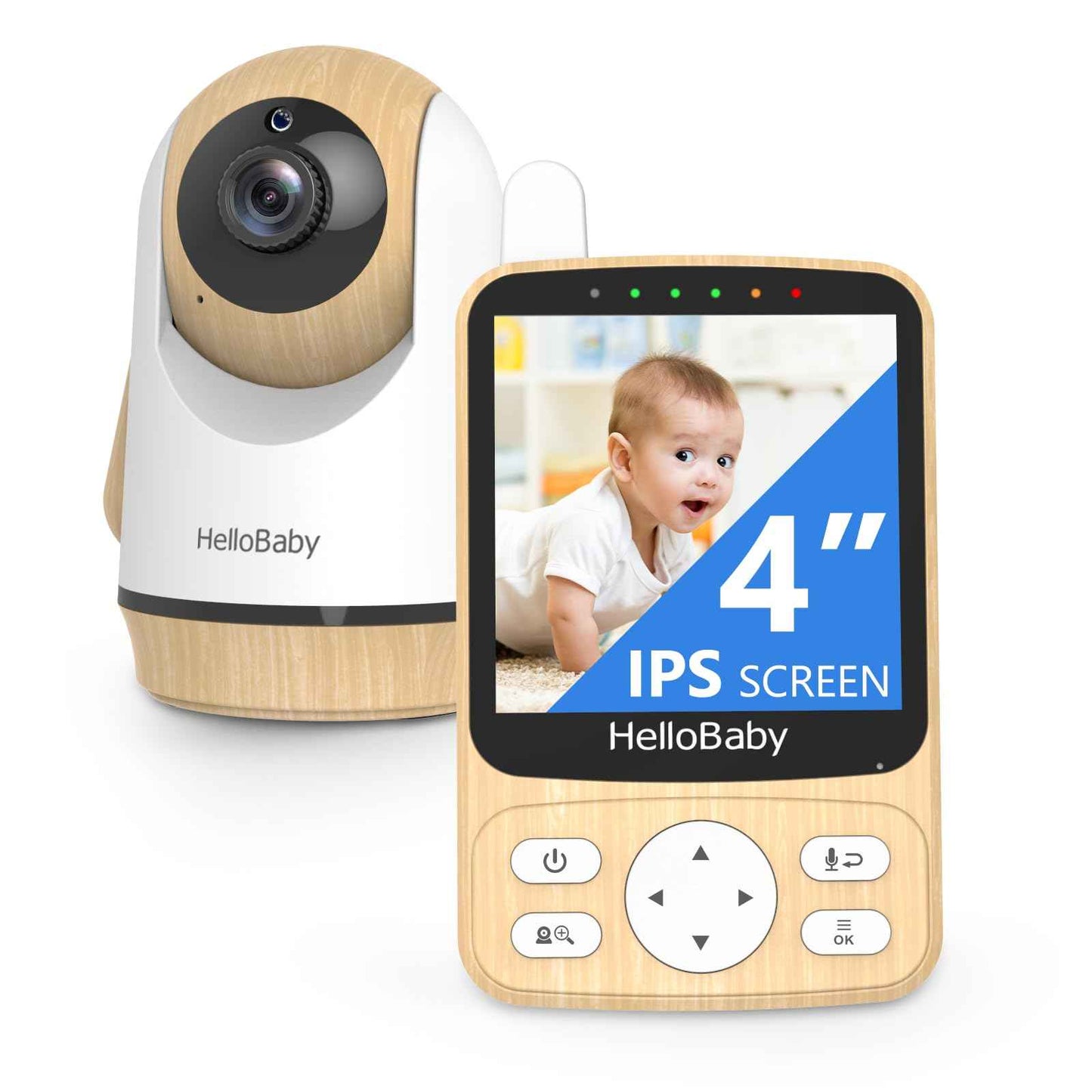 HelloBaby Baby Monitor with Camera, 29 Hours Battery Life, 355°/120° Baby Monitor with Remote Controlled Pan-Tilt Camera, 2x Zoom, Infrared Night Vision Camera, Eco Mode, Up to 305 m, 2-Way Audio