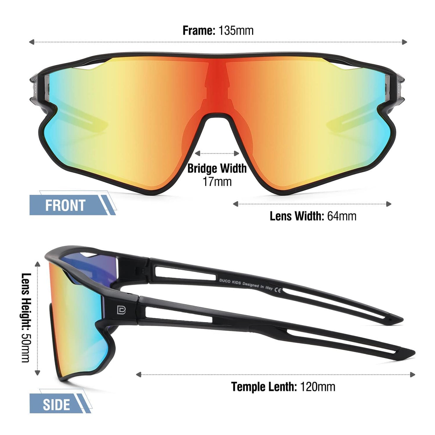 DUCO DK268 Children's Sunglasses Youth Baseball Sunglasses Lightweight TR90 Frame UV400 Sports Cycling Sunglasses for Boys Girls