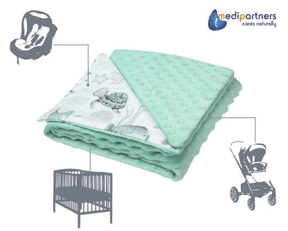 Medi Partners Babydecken Baby 100% Baumwolle Krabbeldecke Babydecke 75x100cm doppelseitig Kinderbett Minky Kuscheldecke Kinderwagen (REH mit grauem Minky)