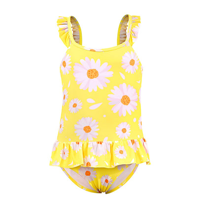 TIZAX Badeanzug für Mädchen Einteiliger Schwimmanzug Kleinkind Niedliche Rüschen Bademode Schnell trocknende Sommerferien Bikini für Kinder 2~7 Jahre
