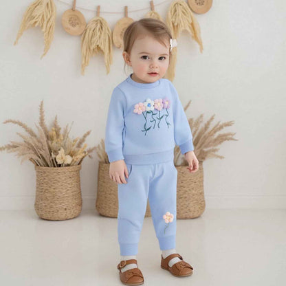 Beauace 2pcs Baby Girl Clothes 3D Floral Print Outfit Long Sleeve Shirt + Trousers Newborn Baby Clothing Clinder Autumn Baby Set