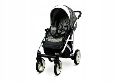 BabyLux® Bambimo Kinderwagen Set 3 in 1 - White Lux - incl. Babywanne, Buggy Sportsitz, Auto-Babyschale - Autositz - Kinderwagenset - Kombikinderwagen mit Wickeltasche, Regenschutz usw.