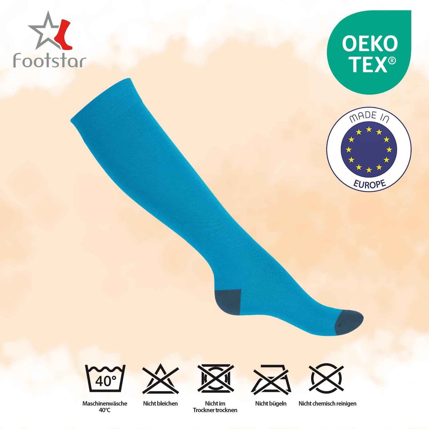 Footstar Children's Cotton Knee Socks (5 Pairs) with Contrasting Heel and Toe