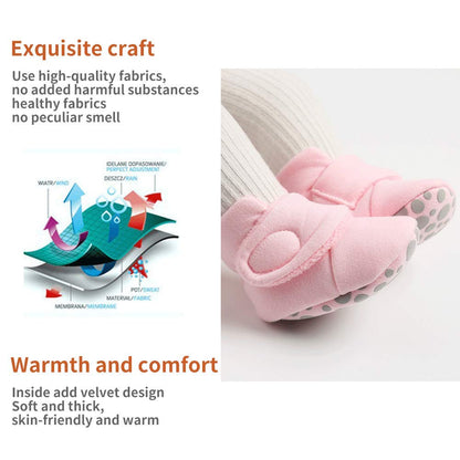 Newborn Warm Winter Booties, Organic Cotton Lining and Non-Slip Stripes, Booties, Sock Shoes for Winter with Soft Sole, Crawling Shoes, Size 0 - 18 Months, Baby Boys and Girls, Prewalker and Toddler Shoes